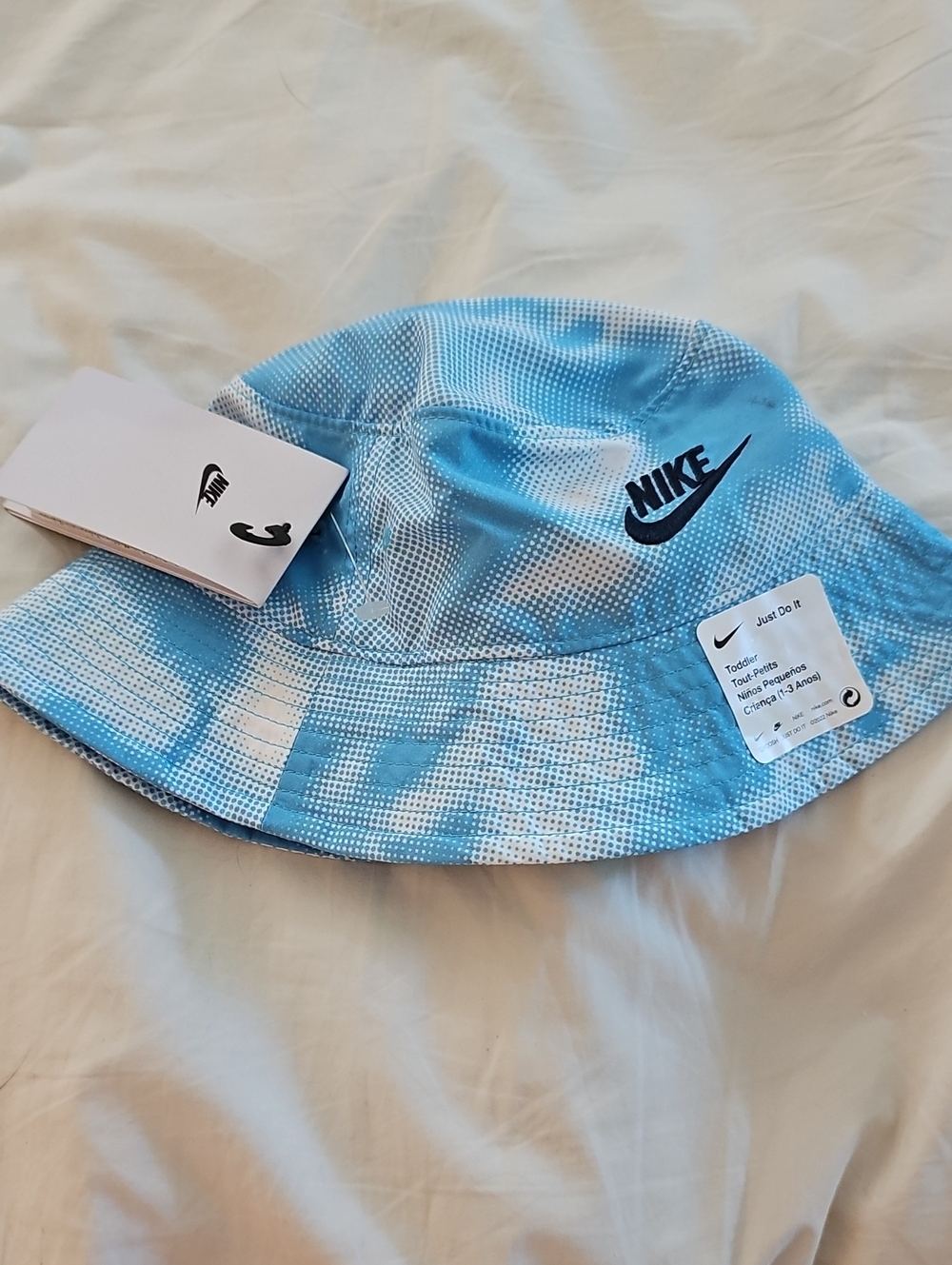 Nike Kids Light Blue Tie-Dye Bucket Hat with Black Logo